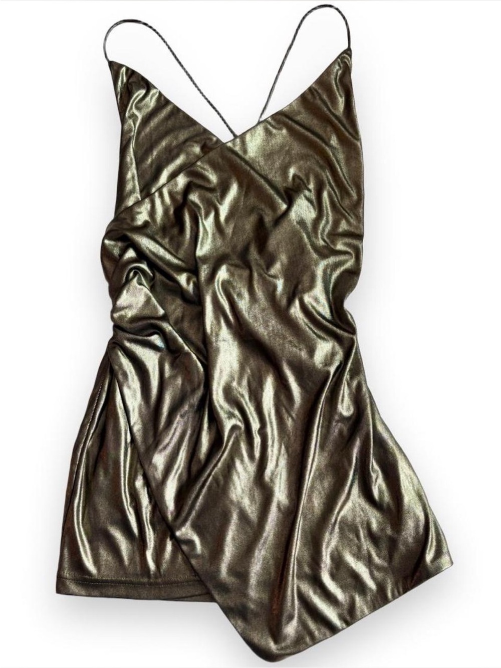 Superdown Anna Draped Mini Dress Gold XS NWT